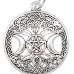 1 1/4 in. Tree of Life Triple Moon Pentagram amulet