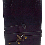 5 in. x 7 in. Black Embossed leather w/ key & cord