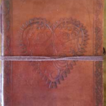 5 in. x 7 in. Heart leather blank book w/cord