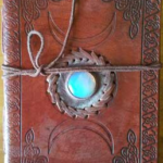 5 in. x 7 in. Triple Moon with Stone Embossed leather w/ cord