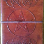 5 in. x 7 in. Pentagram leather blank book w/cord