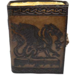 Dragon w Lantern aged looking paper leather w/ latch