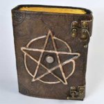 Pentagram W stone aged looking paper leather w/ latch