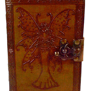 Fairy Journal with Spotted Wings aged looking paper leather w/ latch