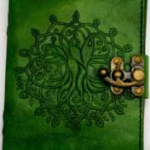 5 in. x 7 in. green Tree of Life leather w/ latch