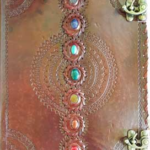 10 in. x 13 in. Chakra leather blank book w/ latch