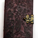 Wolf & Tree of Life leather blank book w/ latch