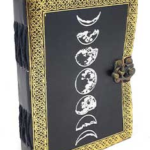 5 in. x 7 in. Moon Phase Silver/ Black Embossed leather w/ latch