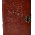 5 in. x 7 in. Owl leather blank book w/ latch