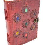 6 in. x 8 in. 7 Chakra stones Embossed leather w/ latch