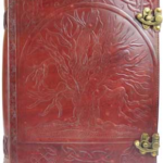 10 in. x 13 in. Tree leather blank book w/ latch