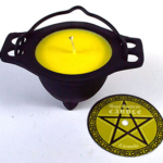 Citronella candle in cauldron