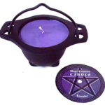 Lavender candle in cauldron