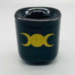 Triple Moon Black ceramic holder