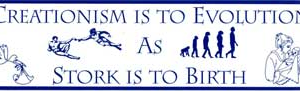 Creationism is to Evolution as Stork is to Birth
