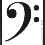 Bass Clef bumper sticker 3 3/4 in. x 3 in.