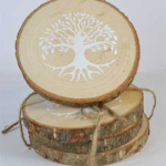 (set of 4) 4 in. Tree of Life wood coasters