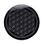 4 in. Obsidian, Black Flower of Life altar tile