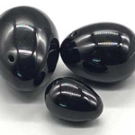 (set of 3) Black Obsidian Yoni eggs