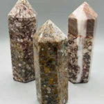 ~5 in. White Leopard Skin Jasper obelisk