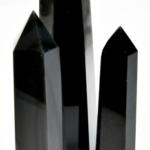 1 lb 3-4 in.  Obsidian, Balck W Silver Stripes obelisk