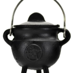 Pentagram Cast Iron Cauldron w/ Lid 2 3/4 in.