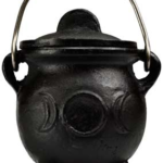 3 in. Triple Moon cast iron cauldron w/ lid