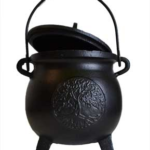 6 in. Tree of Life cast iron cauldron w/ lid