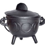 5 in. Cast iron cauldron w/ lid Triple Moon