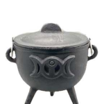4.5 in. Triple Moon cast iron cauldron w/ lid