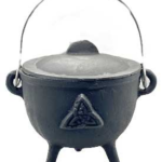 4.5 in. Triquetra cast iron cauldron w/ lid