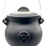 8 in. Pentagram cast iron cauldron w/ lid