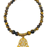Tiger Eye W Hamsa Hand anklet