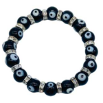 8mm Evil Eye, Black bracelet