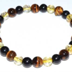 6mm Tiger Eye,Citrine & Touramline, Black bracelet
