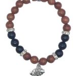 8mm Gold Sandstone, Black Agate, Fish bracelet