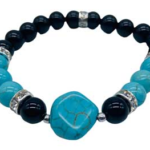 8mm Black Onyx, Turquoise, Turquoise Nugget bracelet