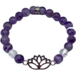 8mm Chevron Amethyst, Quartz, Lotus bracelet