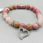8mm Rhodonite/ Rose Quartz with Heart