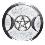 Silver Plated Brass Triple Moon altar tile 3 1/2 in.