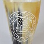 4 in. Norse Valknut buffalo horn mug